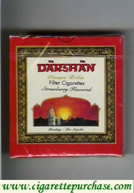 Darshan Classic Bidis Strawberry Flavored cigarettes wide flat hard box